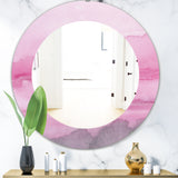 Designart 'Pink Handpainted Abstract Watercolor' Shabby Chic Mirror - Oval or Round Wall Mirror