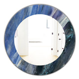 Designart 'Black and Blue Abstract Water Painting' Modern Mirror - Oval or Round Wall Mirror