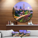 Winston Salem North Carolina' Ultra Glossy Cityscape Metal Circle Wall Art