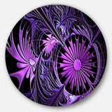 Embossed Purple Floral Shapes' Large Floral Metal Circle Wall Art