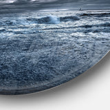 Sochi Sea Storm in Blue' Landscape Metal Circle Wall Art