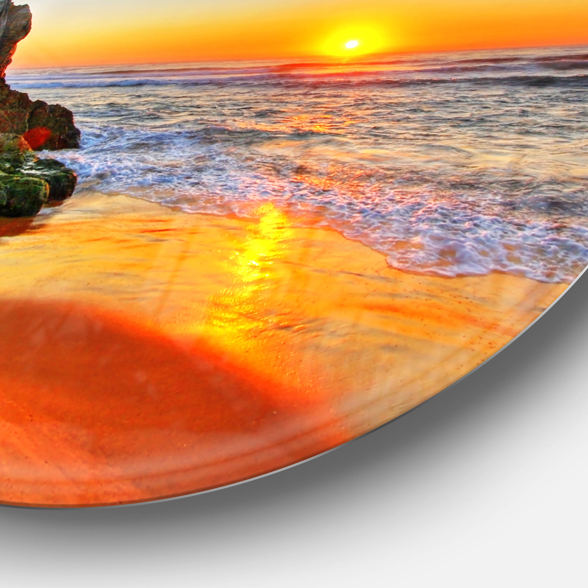 Beautiful Sunrise by Beach in Tathra' Seashore Metal Circle Wall Art