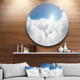 Blue Sky and Sun over Clouds' Contemporary Landscape Metal Circle Wall Art
