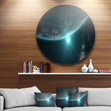 Sunrise in Earth from Space' Contemporary Landscape Metal Circle Wall Art