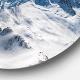 Snowy Mountains Panoramic View' Landscape Metal Circle Wall Art