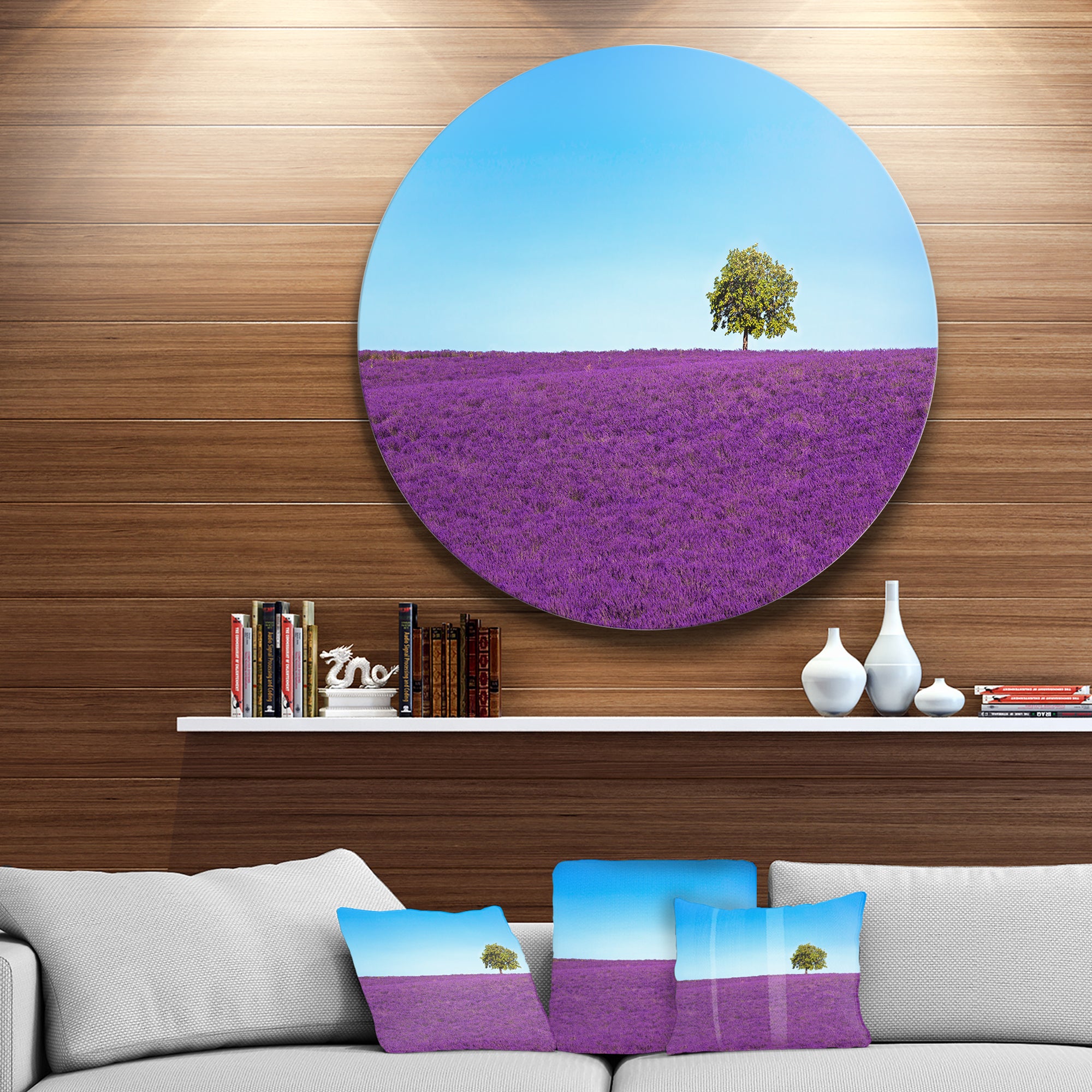 Lonely Tree in Lavender Field' Oversized Landscape Wall Art Print