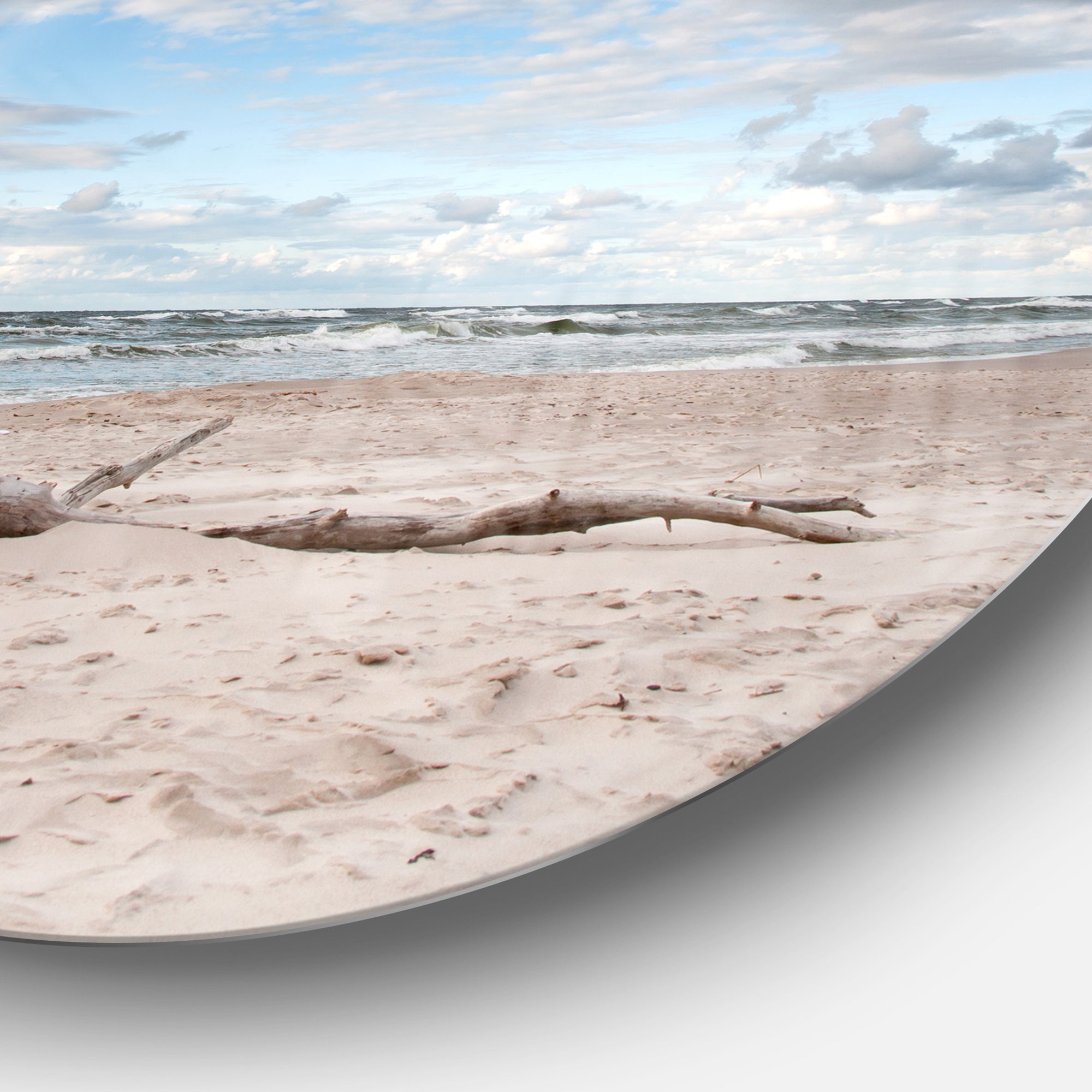 Large Piece of Wood on Beach' Seascape Metal Artwork