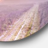 Path through Blooming Heather' Landscape Metal Circle Wall Art