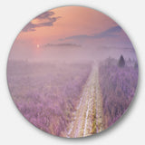 Path through Blooming Heather' Landscape Metal Circle Wall Art