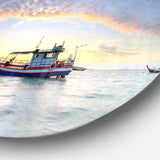 Fishing Boat at Phuket Sunrise Beach' Seascape Metal Artwork