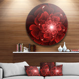 Fractal Flower Clear Red Digital Art' Floral Metal Circle Wall Art