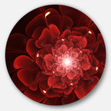 Fractal Flower Clear Red Digital Art' Floral Metal Circle Wall Art