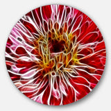 Dark Red Digital Art Fractal Flower' Floral Metal Circle Wall Art