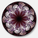 Soft Pink Digital Art Fractal Flower' Floral Metal Circle Wall Art