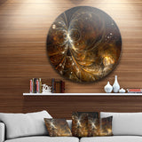 Golden Yellow Digital Art Fractal Flower' Floral Metal Circle Wall Art