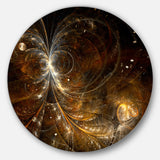 Golden Yellow Digital Art Fractal Flower' Floral Metal Circle Wall Art