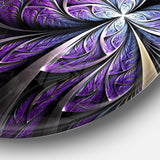 Glittering Purple Fractal Flower' Floral Metal Circle Wall Art