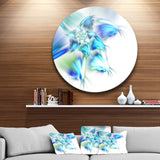 Blue and Green Fractal Flower' Floral Metal Circle Wall Art