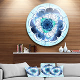 Blue and Purple Rounded Flower' Floral Metal Circle Wall Art