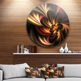 Glossy Yellow and Red Fractal Flower' Floral Metal Circle Wall Art