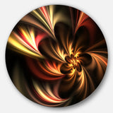 Glossy Yellow and Red Fractal Flower' Floral Metal Circle Wall Art
