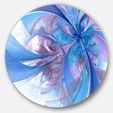 Light Blue and Purple Fractal Flower' Floral Metal Circle Wall Art