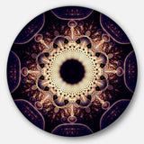 Rounded Symmetrical Yellow Fractal Flower' Floral Metal Circle Wall Art