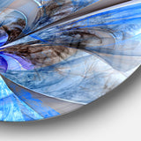 Symmetrical Large Blue Fractal Flower' Floral Metal Circle Wall Art