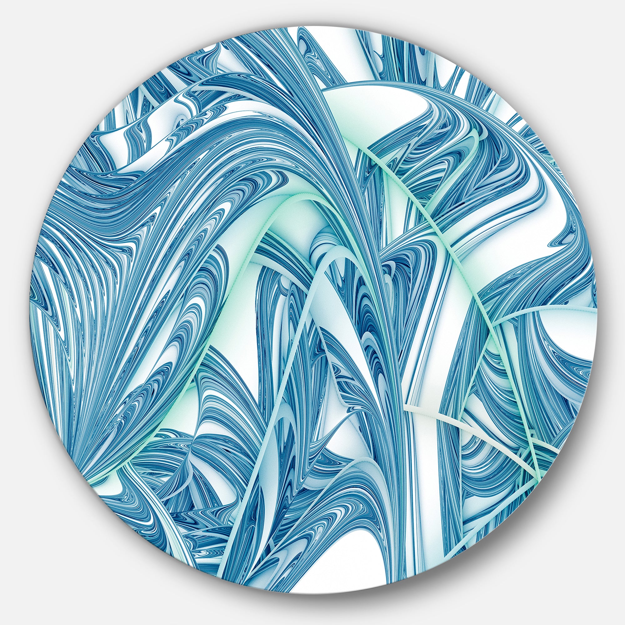 Unique Blue Fractal Design Pattern' Oversized Abstract Metal Art