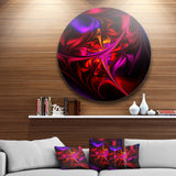 Multi Colored Magenta Stained Glass' Floral Metal Circle Wall Art