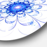 Blue Ideal Fractal Flower Design' Floral Metal Circle Wall Art