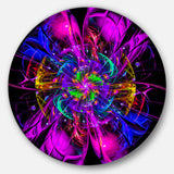 Ideal Fractal Flower Digital Art in Purple' Floral Metal Circle Wall Art