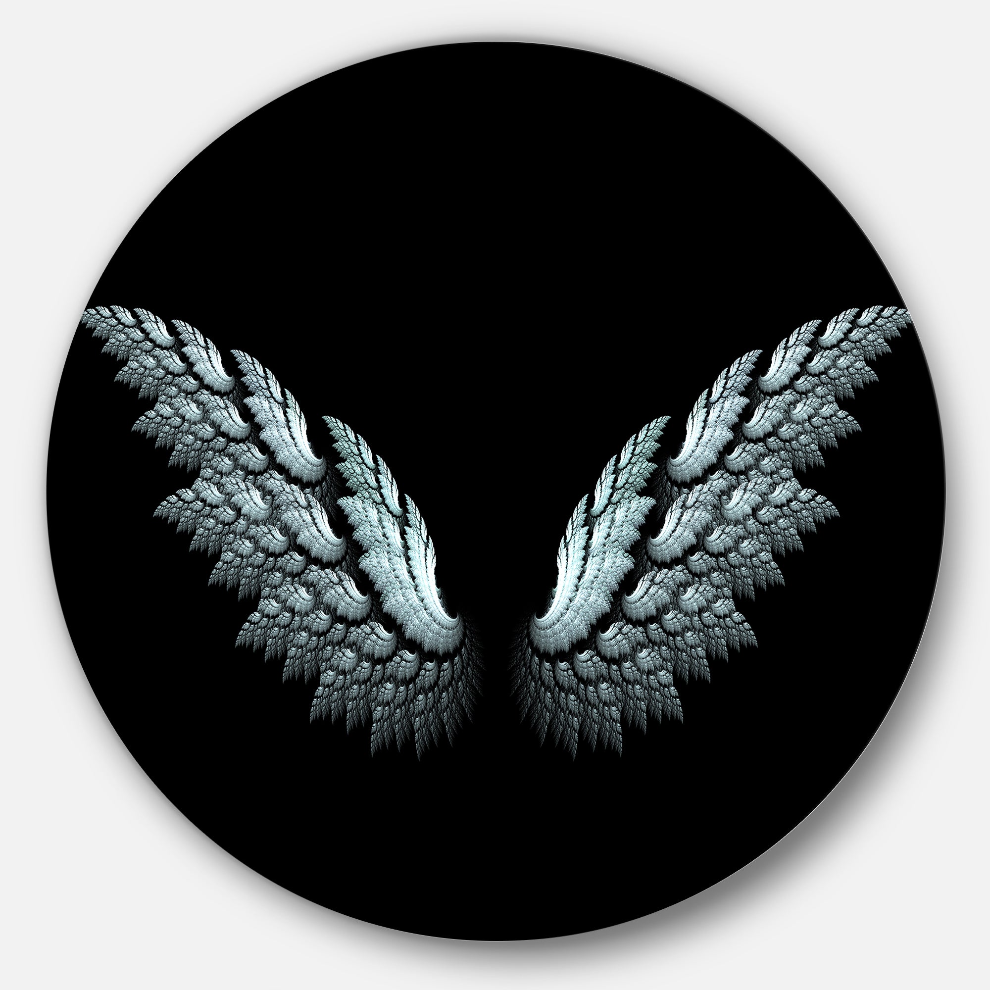 Angel Wings on Black Background' Abstract Metal Circle Wall Art