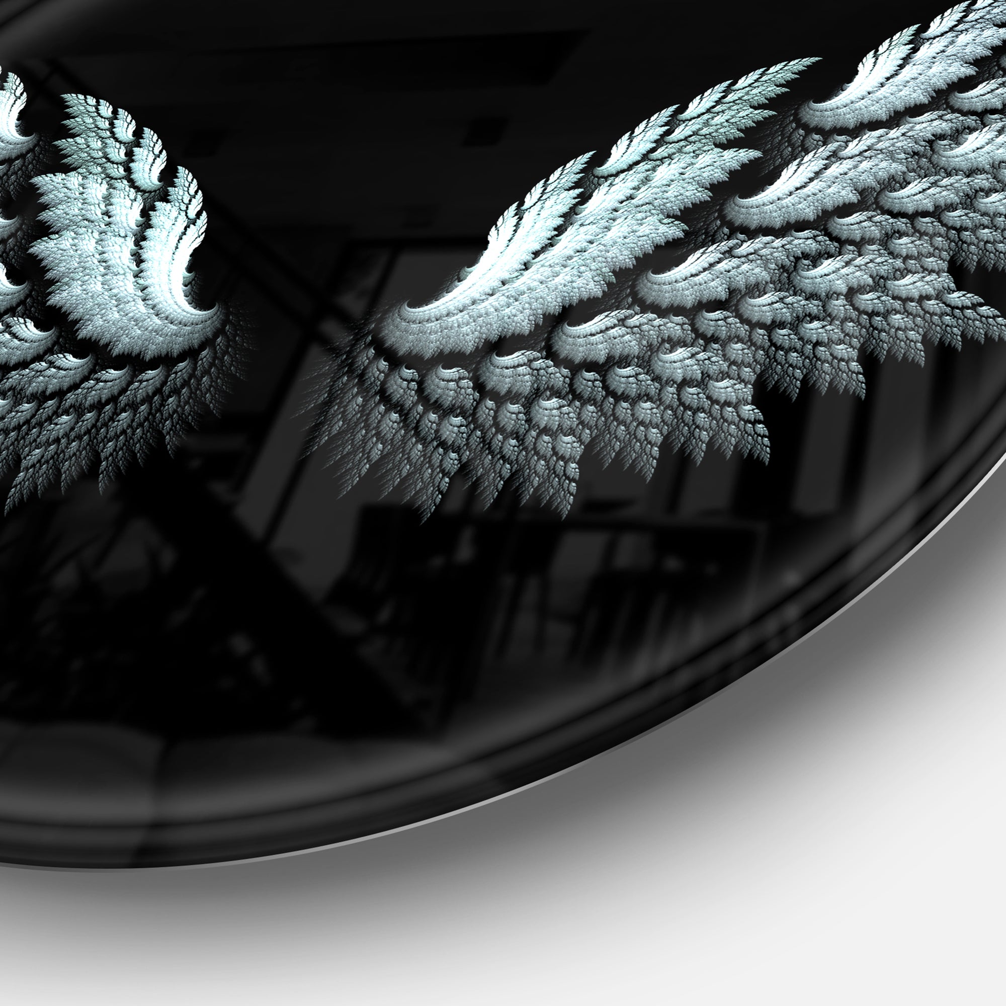 Angel Wings on Black Background' Abstract Metal Circle Wall Art