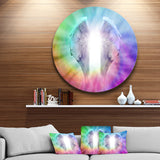 Angel Wings on Rainbow Background' Abstract Metal Circle Wall Art
