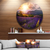 Beautiful Sunset over Lavender Field' Floral Metal Circle Wall Art