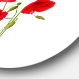 Isolated Red Poppy Flowers' Floral Metal Circle Wall Art