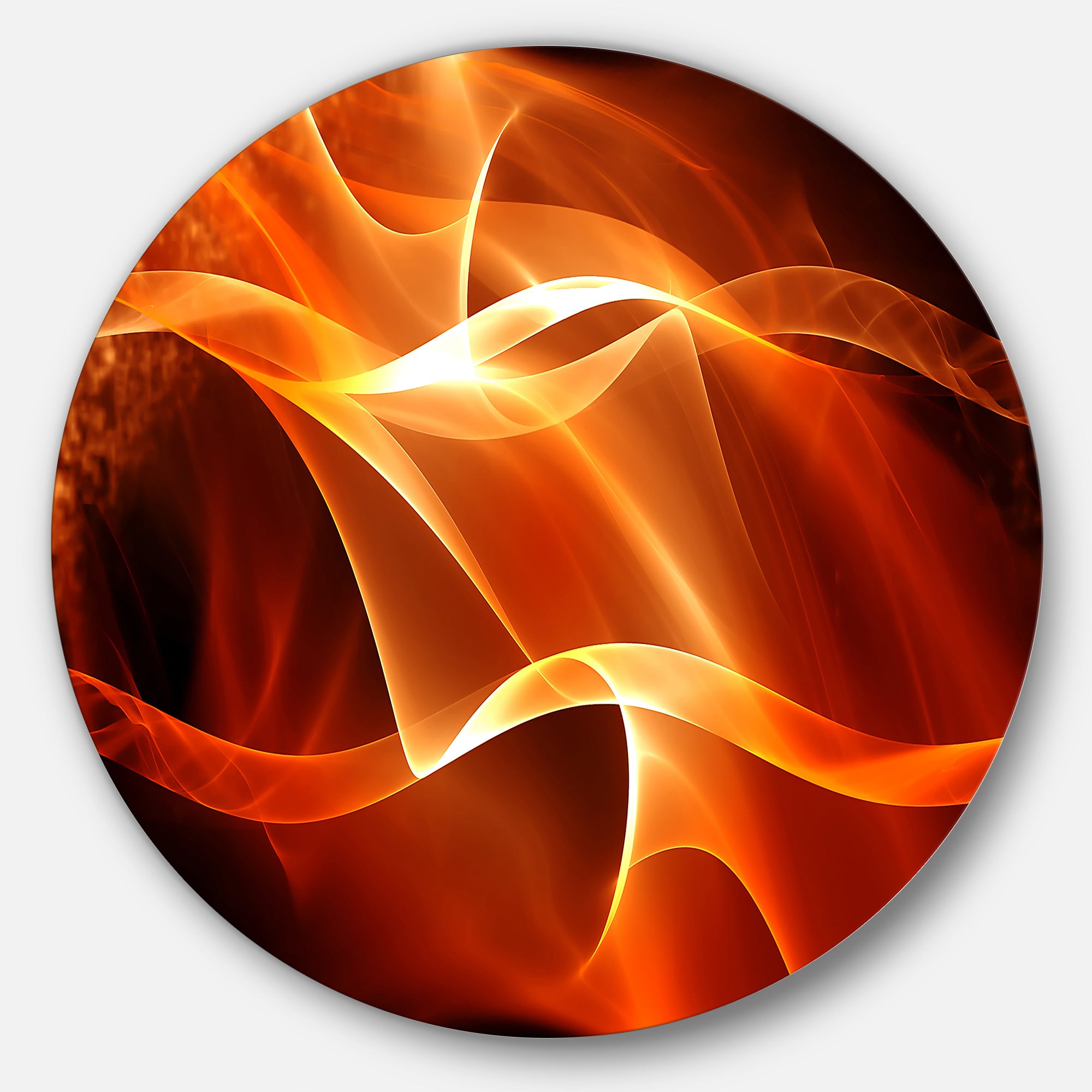 Orange 3d Abstract Fractal Waves' Contemporary Abstract Wall Art