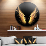 'Golden Angel Wings on Black' Disc Oversized Abstract Metal Art