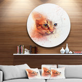 Beautiful Brown Kitten Watercolor' Disc Animal Metal Circle Wall Art
