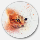 Beautiful Brown Kitten Watercolor' Disc Animal Metal Circle Wall Art