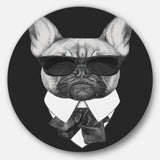 French Bulldog Fashion Portrait' Disc Animal Metal Circle Wall Art