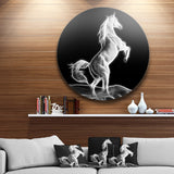 Large White Horse Sculpture' Ultra Glossy Animal Oversized Metal Circle Wall Art