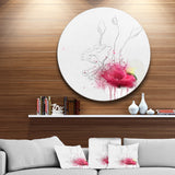 Rose Flowers Sketch with Color Splashes' Floral Metal Round Wall Decor