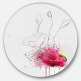 Rose Flowers Sketch with Color Splashes' Floral Metal Round Wall Decor