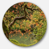 Japanese Garden Fall Season' Disc Large Landscape Metal Circle Wall Art