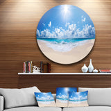 Beautiful Tropical Beach Panorama' Disc Seashore Metal Circle Wall Art