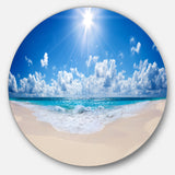 Beautiful Tropical Beach Panorama' Disc Seashore Metal Circle Wall Art