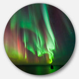 Green Northern Lights Aurora' Disc Large Abstract Metal Circle Wall Art