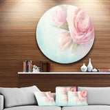 Pink Flowers against Blue Background' Disc Floral Metal Circle Wall Art